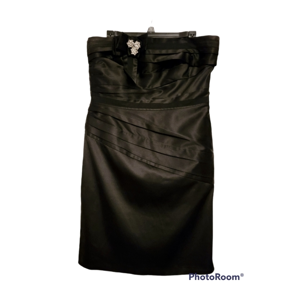 White House | Black Market Black Strapless Dress with Jewels